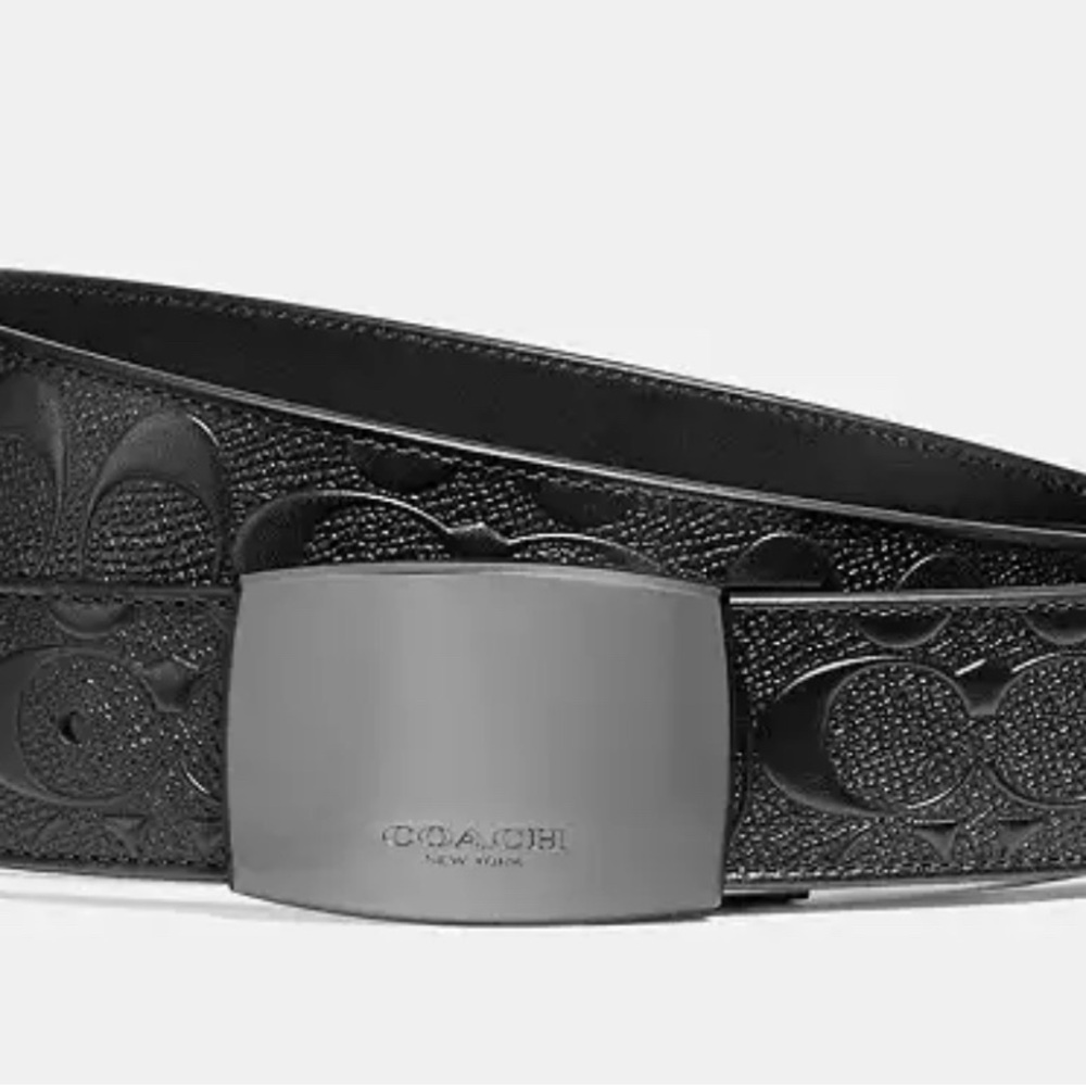 Coach men Wide Plaque Cut To Size Reversible Signature Belt - Picture 3 of 4
